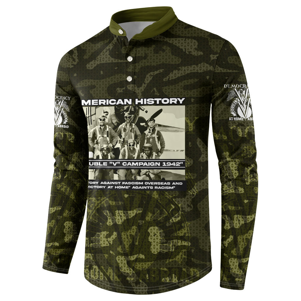 Double V Campaign American History 1942 Button Sweatshirt Military Camouflage Tuskegee Airmen World War II