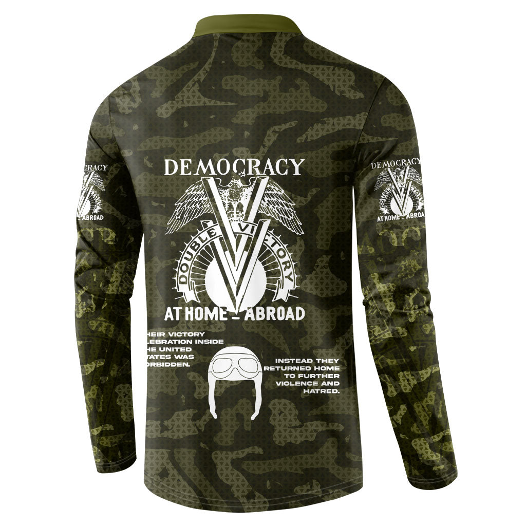 Double V Campaign American History 1942 Button Sweatshirt Military Camouflage Tuskegee Airmen World War II