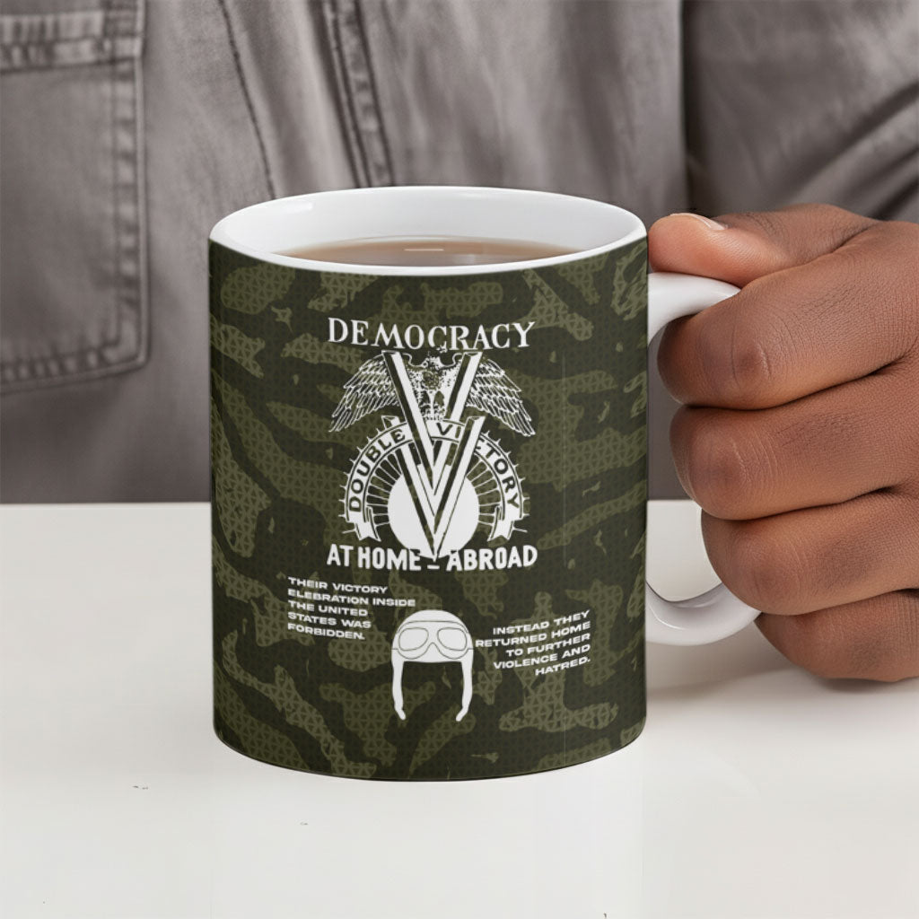 Double V Campaign American History 1942 Ceramic Mug Military Camouflage Tuskegee Airmen World War II
