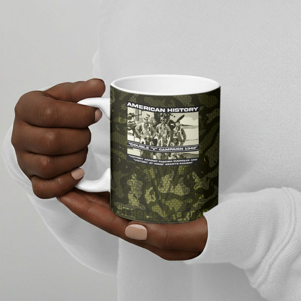 Double V Campaign American History 1942 Ceramic Mug Military Camouflage Tuskegee Airmen World War II