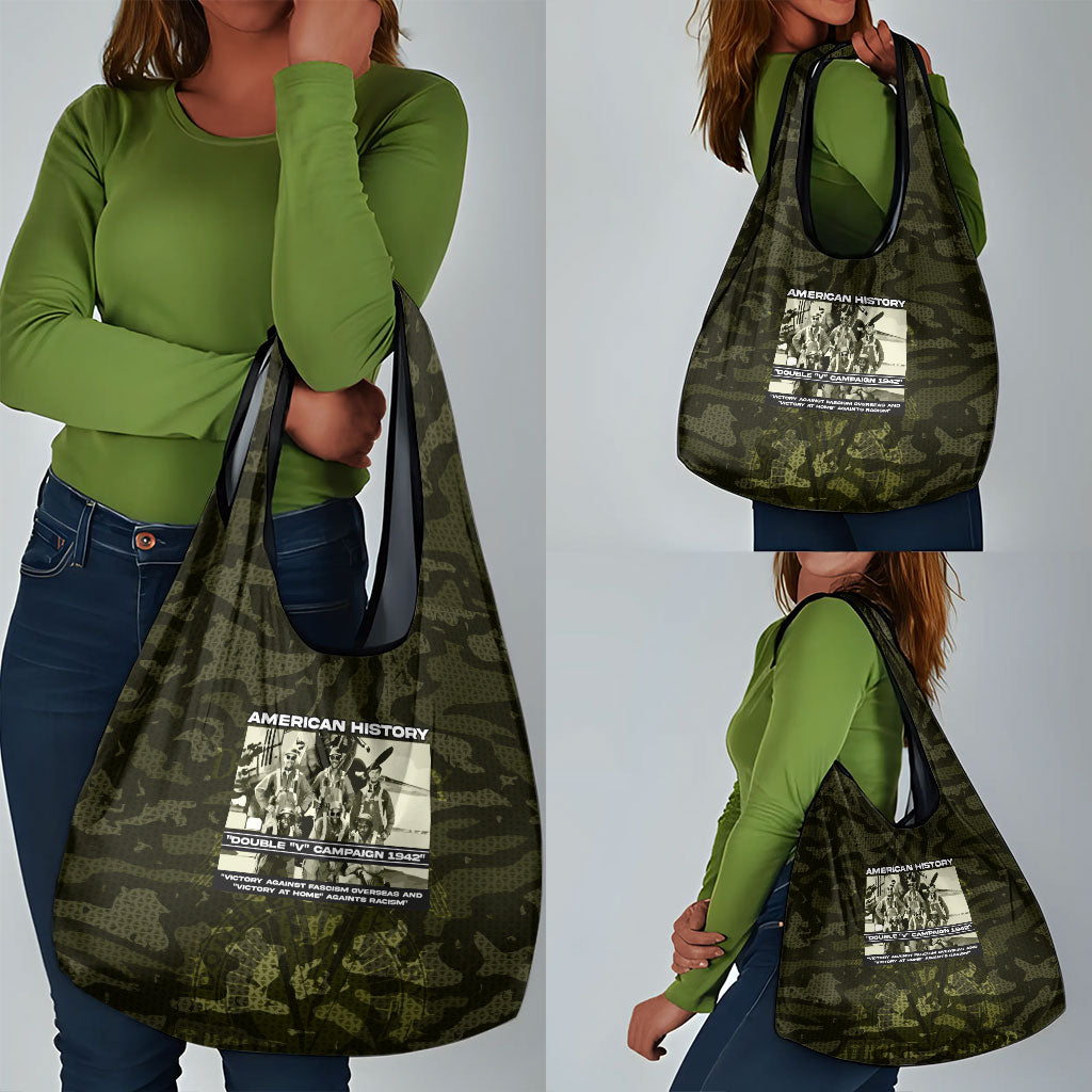 Double V Campaign American History 1942 Grocery Bag Military Camouflage Tuskegee Airmen World War II