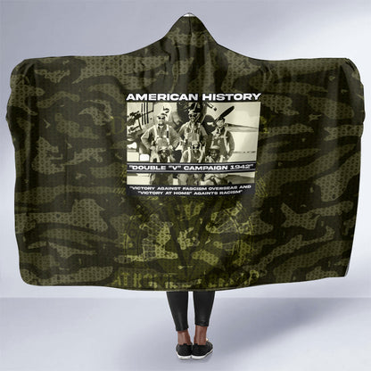 Double V Campaign American History 1942 Hooded Blanket Military Camouflage Tuskegee Airmen World War II