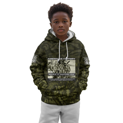 Double V Campaign American History 1942 Kid Hoodie Military Camouflage Tuskegee Airmen World War II