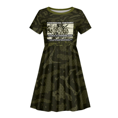 Double V Campaign American History 1942 Kid Short Sleeve Dress Military Camouflage Tuskegee Airmen World War II