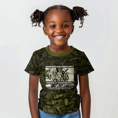 Double V Campaign American History 1942 Kid T shirt Military Camouflage Tuskegee Airmen World War II