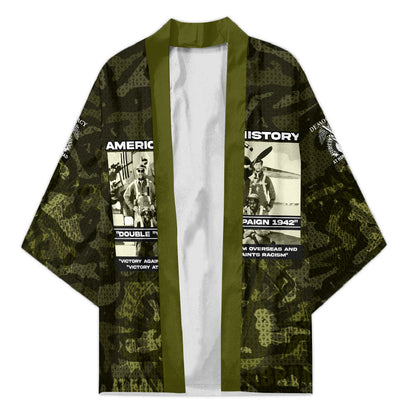 Double V Campaign American History 1942 Kimono Military Camouflage Tuskegee Airmen World War II