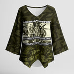 Double V Campaign American History 1942 Kimono Sleeve Blouse Military Camouflage Tuskegee Airmen World War II