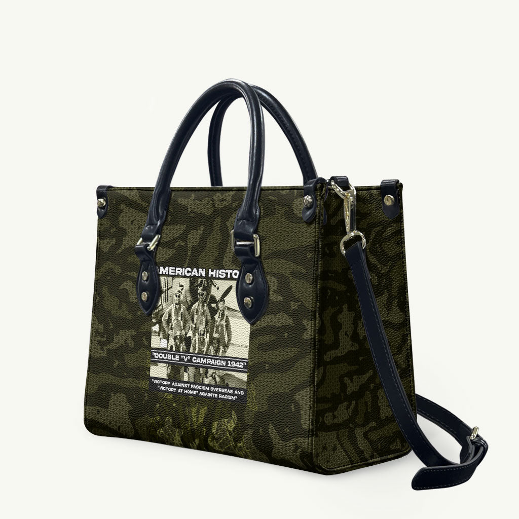 Double V Campaign American History 1942 Leather Bag Military Camouflage Tuskegee Airmen World War II