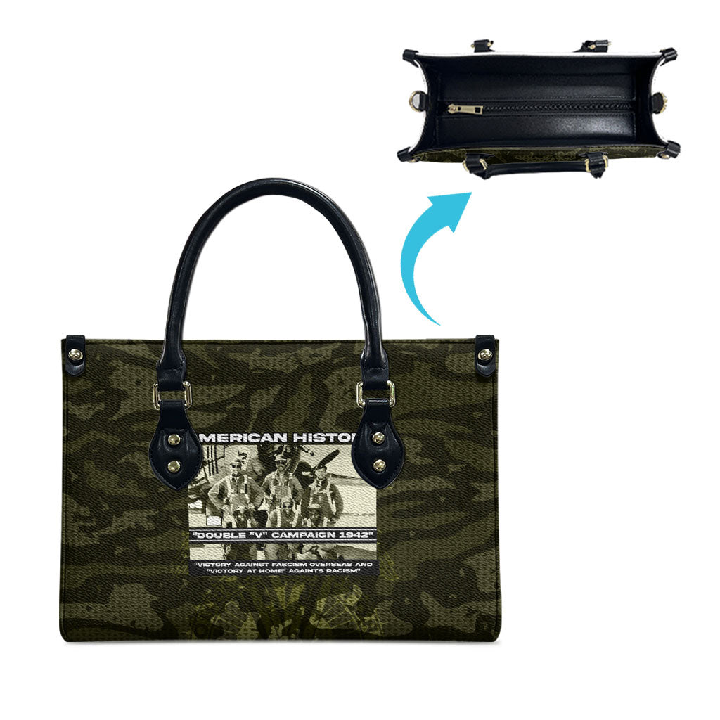 Double V Campaign American History 1942 Leather Bag Military Camouflage Tuskegee Airmen World War II