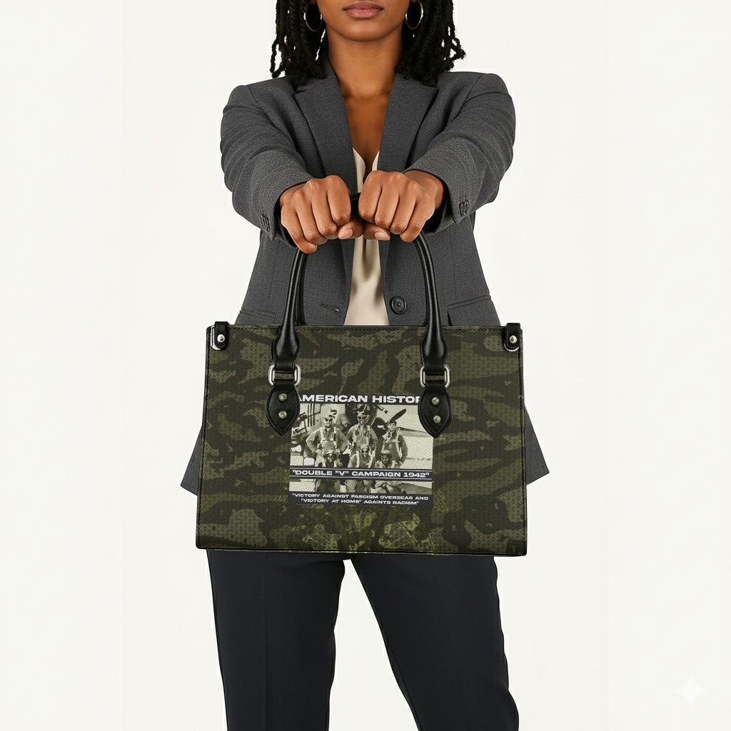 Double V Campaign American History 1942 Leather Bag Military Camouflage Tuskegee Airmen World War II