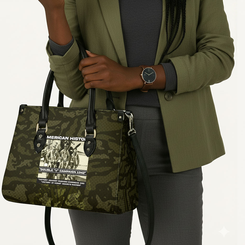 Double V Campaign American History 1942 Leather Bag Military Camouflage Tuskegee Airmen World War II