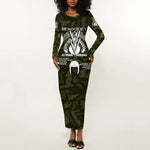 Double V Campaign American History 1942 Long Sleeve Bodycon Dress Military Camouflage Tuskegee Airmen World War II