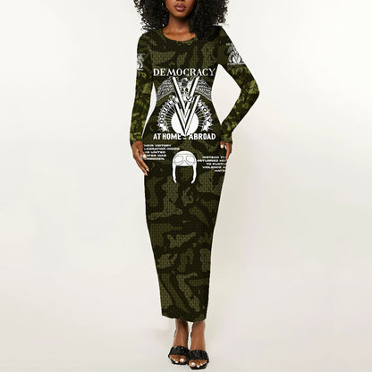 Double V Campaign American History 1942 Long Sleeve Bodycon Dress Military Camouflage Tuskegee Airmen World War II