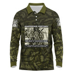 Double V Campaign American History 1942 Long Sleeve Polo Shirt Military Camouflage Tuskegee Airmen World War II