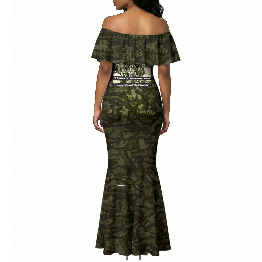 Double V Campaign American History 1942 Mermaid Dress Military Camouflage Tuskegee Airmen World War II