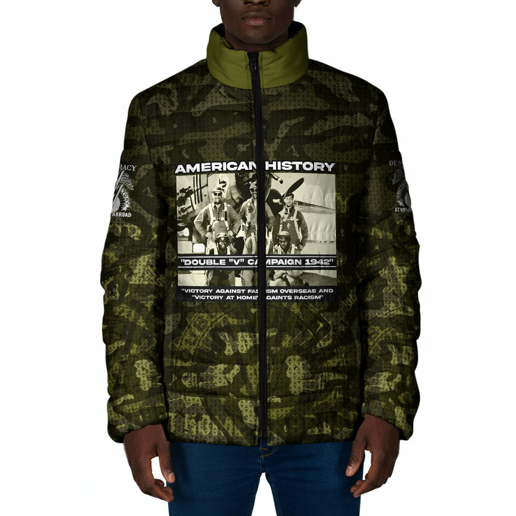 Double V Campaign American History 1942 Padded Jacket Military Camouflage Tuskegee Airmen World War II