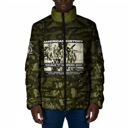 Double V Campaign American History 1942 Padded Jacket Military Camouflage Tuskegee Airmen World War II