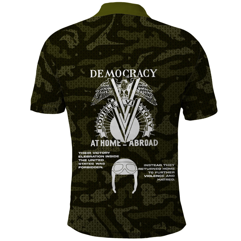 Double V Campaign American History 1942 Polo Shirt Military Camouflage Tuskegee Airmen World War II