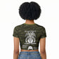 Double V Campaign American History 1942 Raglan Cropped T shirt Military Camouflage Tuskegee Airmen World War II