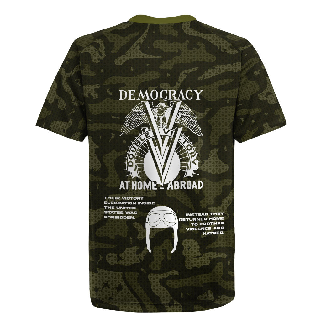 Double V Campaign American History 1942 Rugby Jersey Military Camouflage Tuskegee Airmen World War II