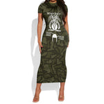 Double V Campaign American History 1942 Short Sleeve Bodycon Dress Military Camouflage Tuskegee Airmen World War II