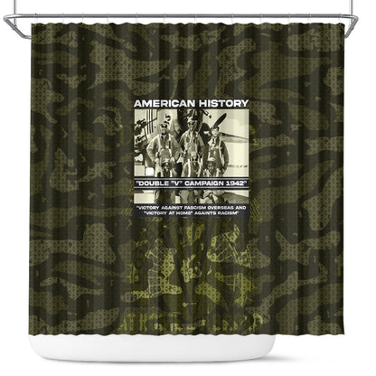 Double V Campaign American History 1942 Shower Curtain Military Camouflage Tuskegee Airmen World War II