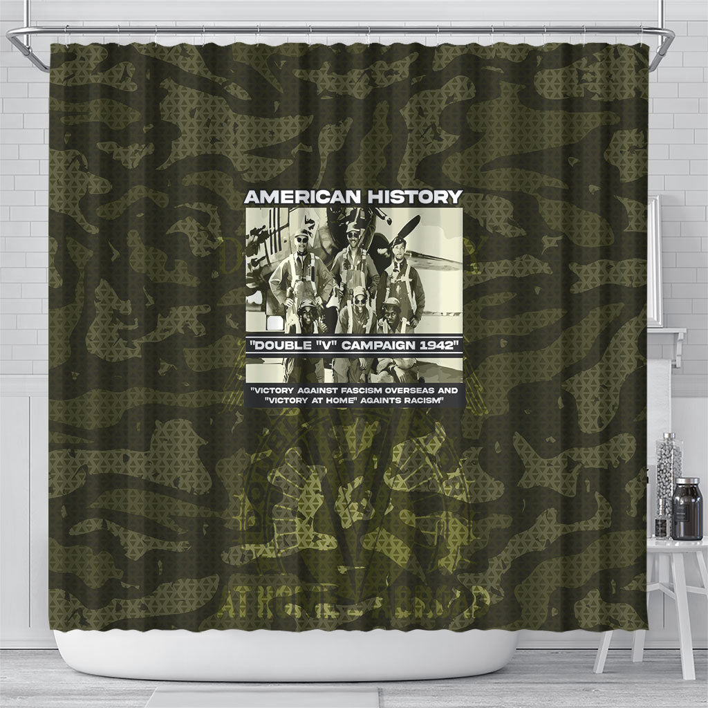 Double V Campaign American History 1942 Shower Curtain Military Camouflage Tuskegee Airmen World War II