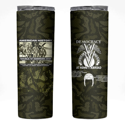 Double V Campaign American History 1942 Skinny Tumbler Military Camouflage Tuskegee Airmen World War II