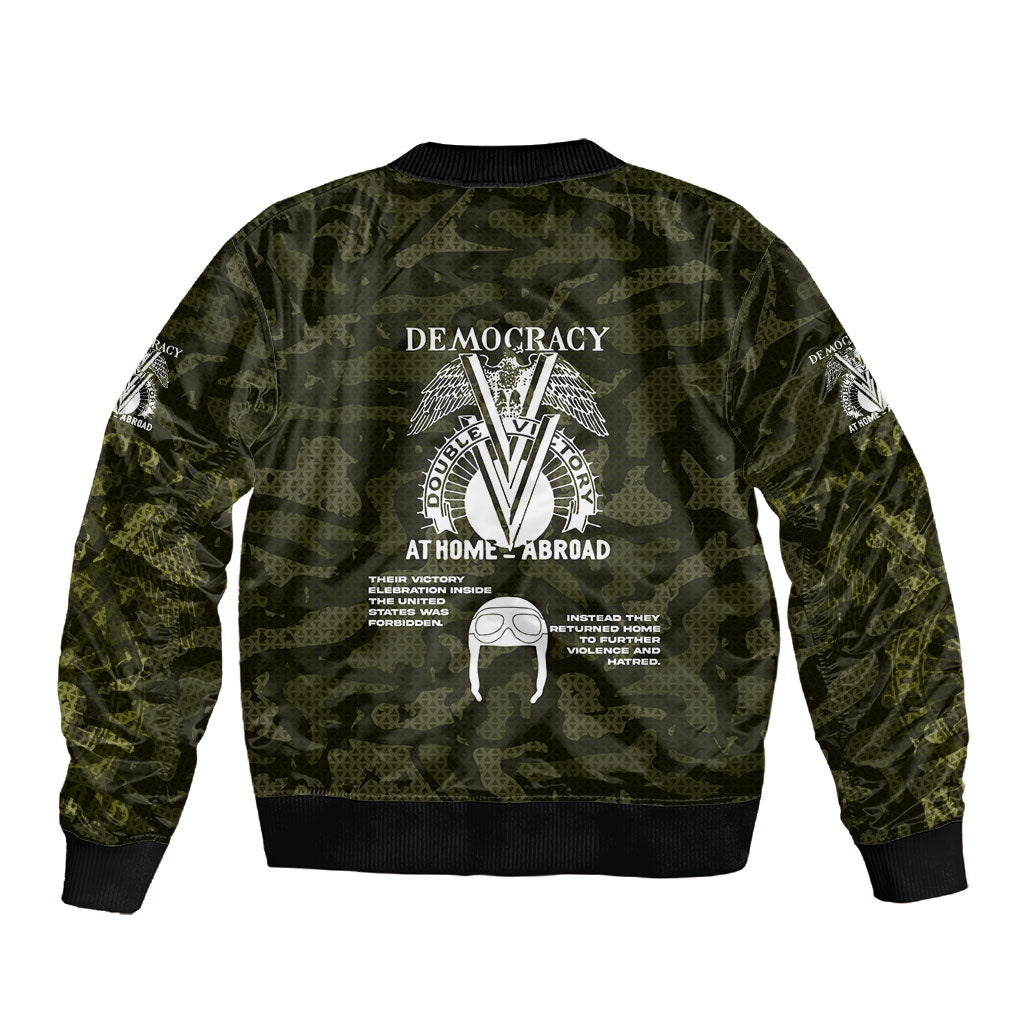 Double V Campaign American History 1942 Sleeve Zip Bomber Jacket Military Camouflage Tuskegee Airmen World War II