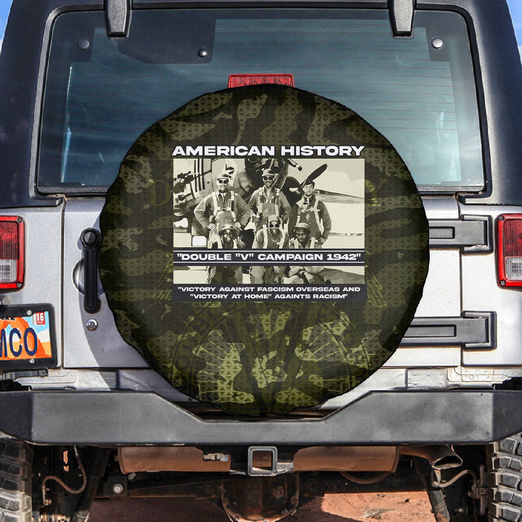 Double V Campaign American History 1942 Spare Tire Cover Military Camouflage Tuskegee Airmen World War II
