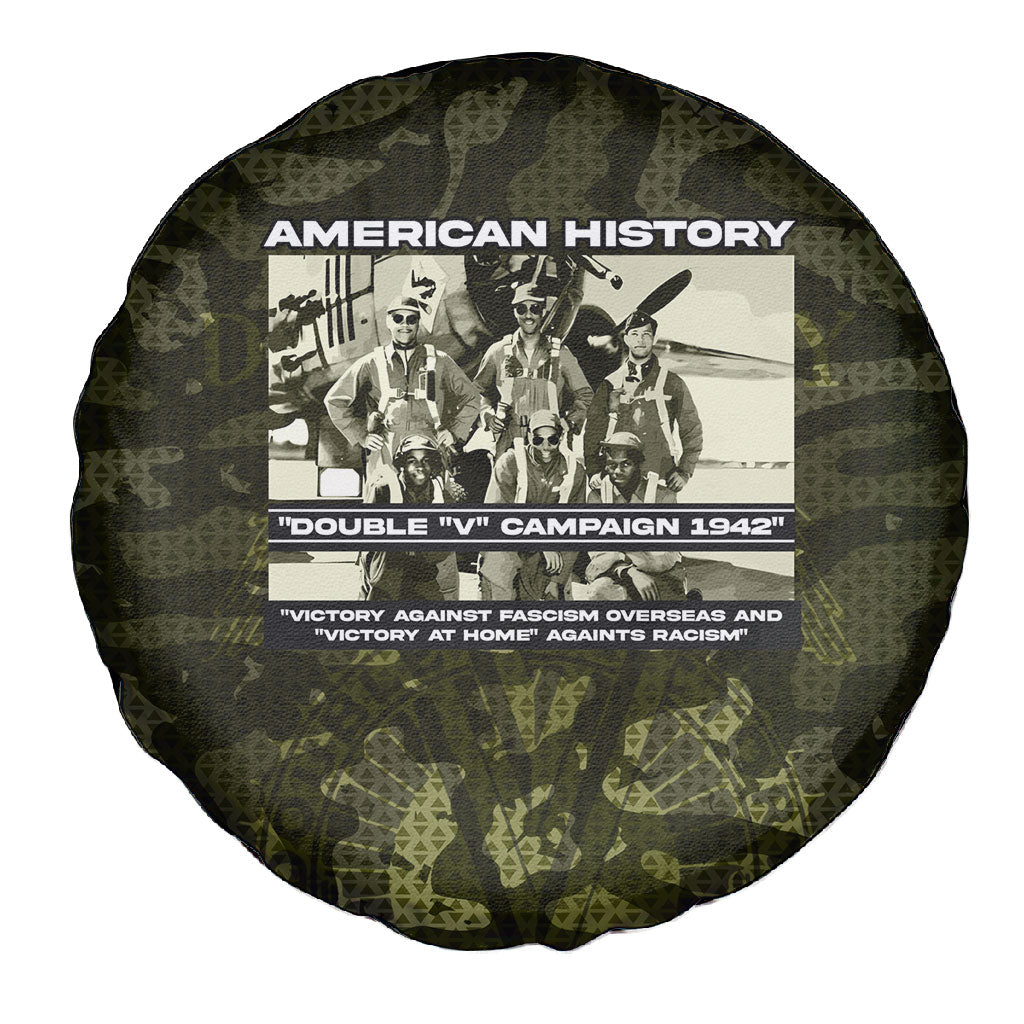 Double V Campaign American History 1942 Spare Tire Cover Military Camouflage Tuskegee Airmen World War II