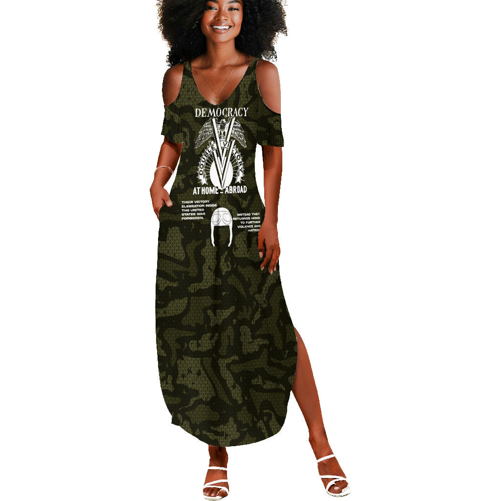 Double V Campaign American History 1942 Summer Maxi Dress Military Camouflage Tuskegee Airmen World War II