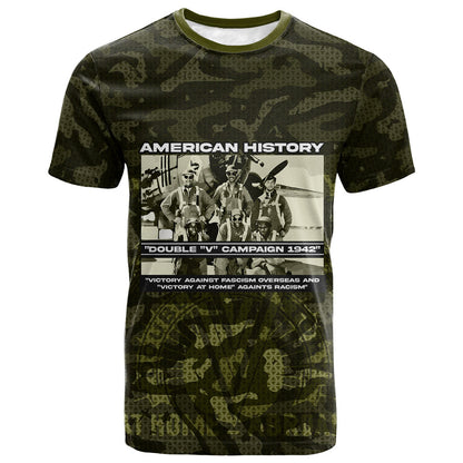 Double V Campaign American History 1942 T shirt Military Camouflage Tuskegee Airmen World War II