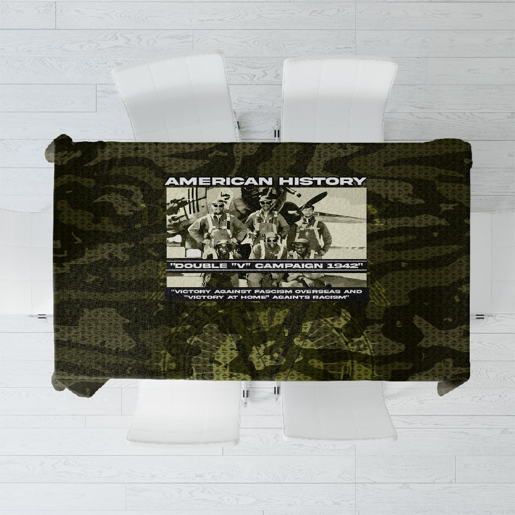 Double V Campaign American History 1942 Tablecloth Military Camouflage Tuskegee Airmen World War II