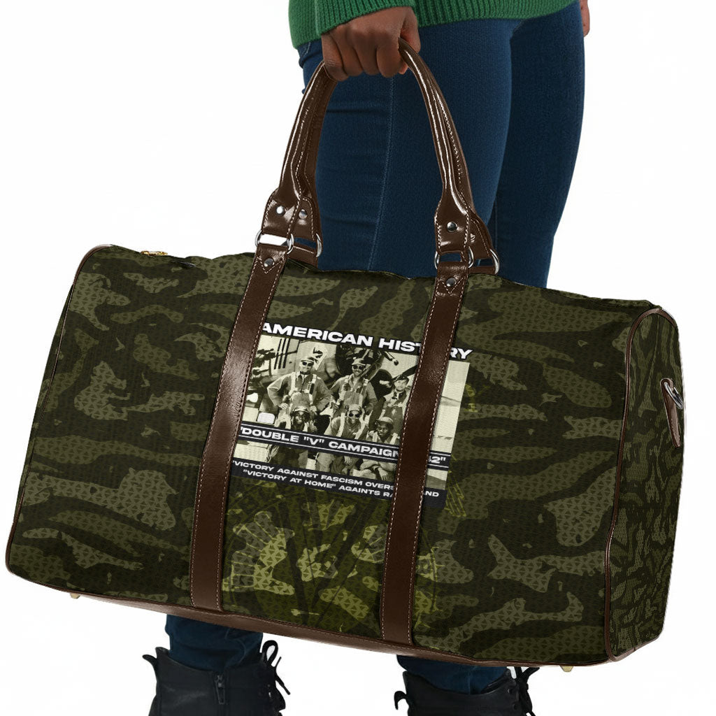 Double V Campaign American History 1942 Travel Bag Military Camouflage Tuskegee Airmen World War II