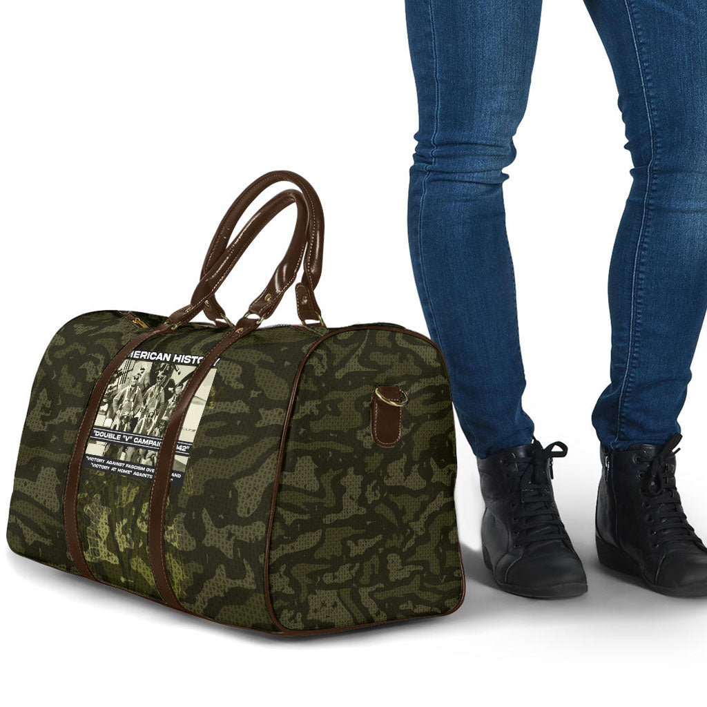Double V Campaign American History 1942 Travel Bag Military Camouflage Tuskegee Airmen World War II