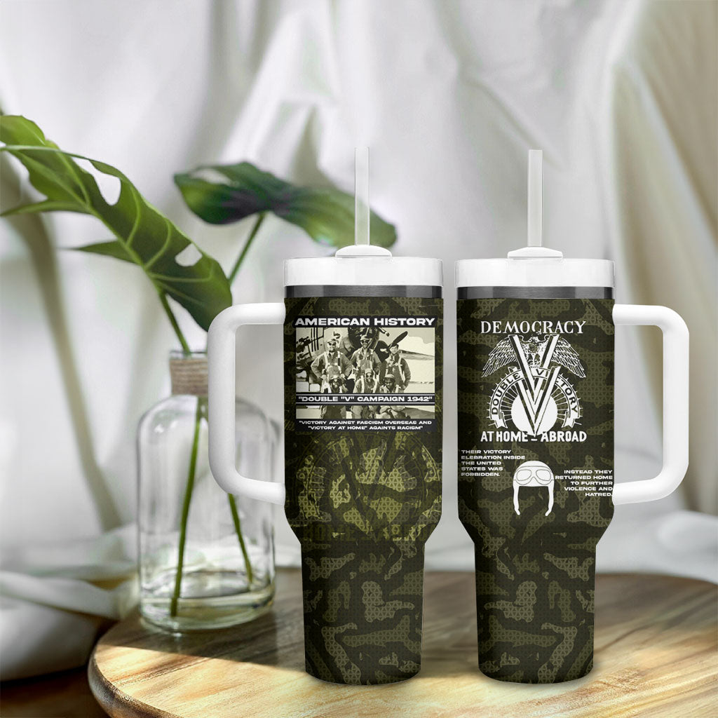 Double V Campaign American History 1942 Tumbler With Handle Military Camouflage Tuskegee Airmen World War II
