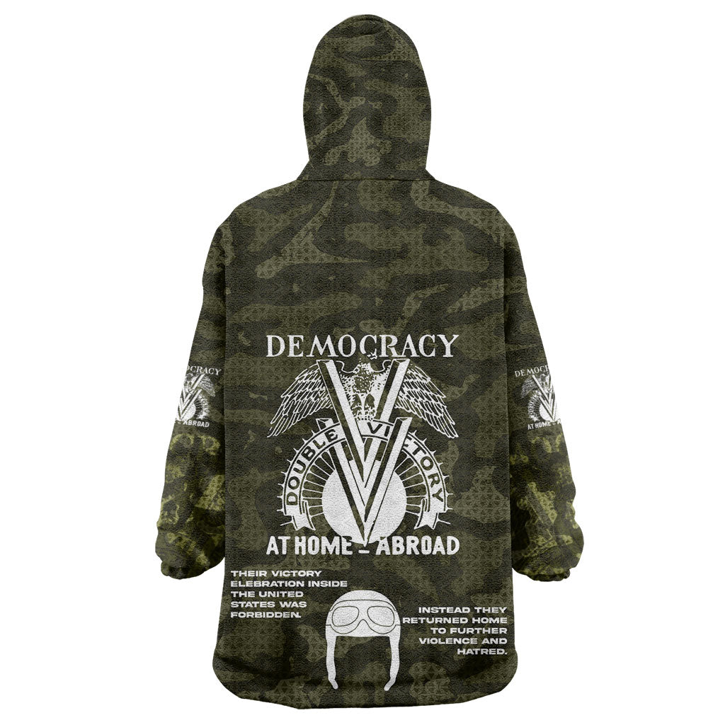 Double V Campaign American History 1942 Wearable Blanket Hoodie Military Camouflage Tuskegee Airmen World War II