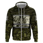 Double V Campaign American History 1942 Zip Hoodie Military Camouflage Tuskegee Airmen World War II