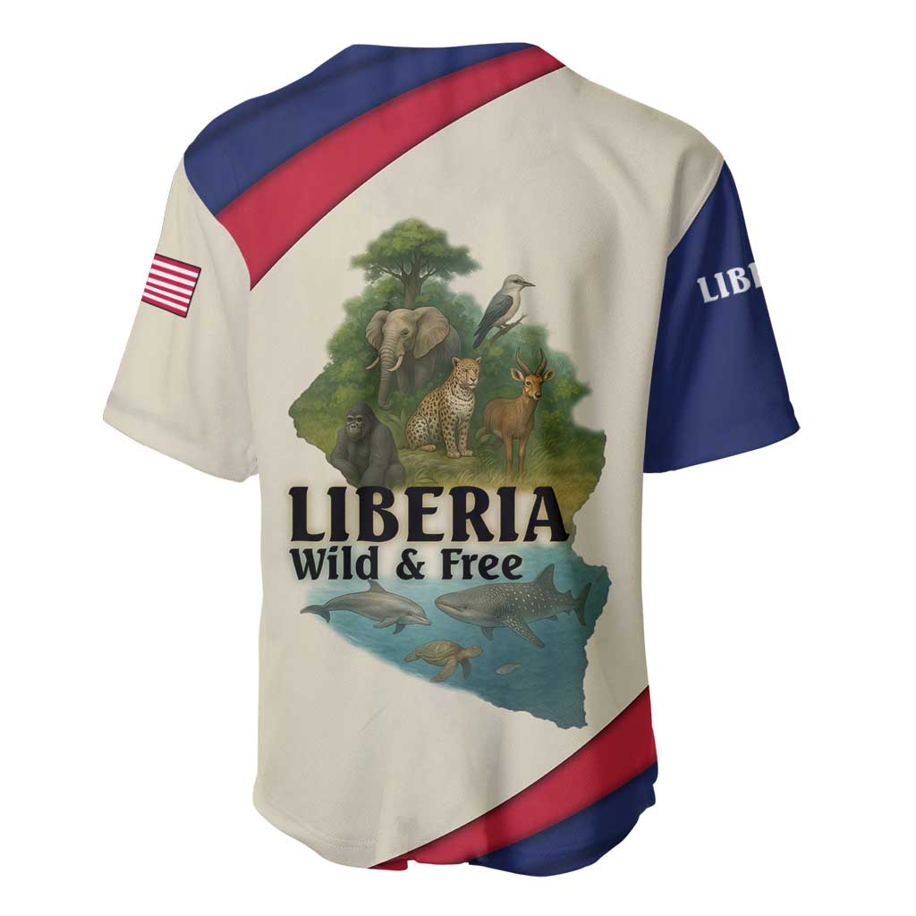 Liberia Wildlife Baseball Jersey African Safari and Ocean Marine Life - African Pride