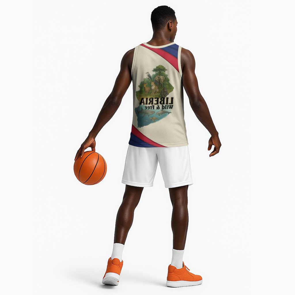 Liberia Wildlife Basketball Jersey African Safari and Ocean Marine Life - African Pride