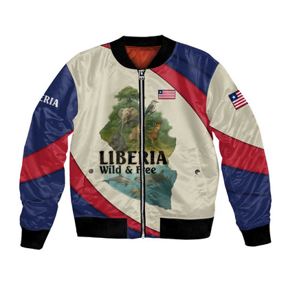Liberia Wildlife Bomber Jacket African Safari and Ocean Marine Life - African Pride