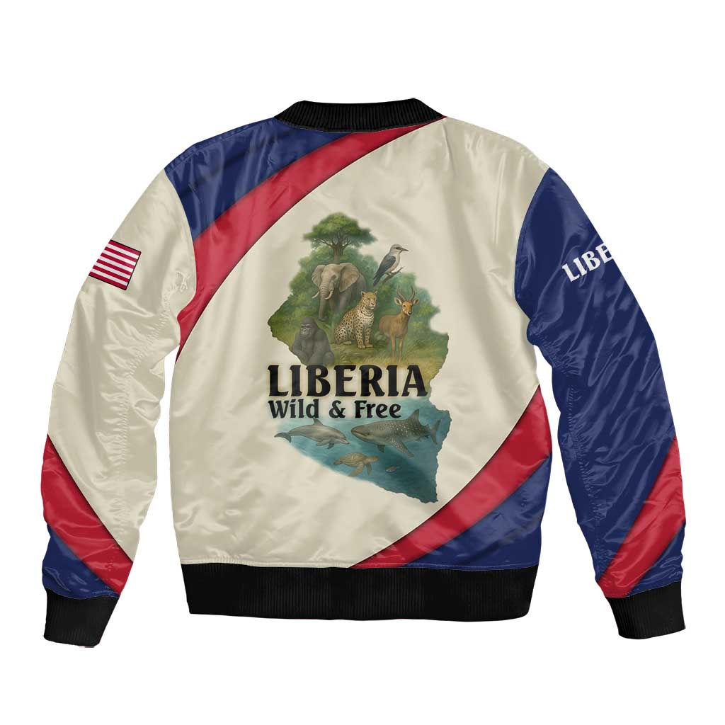Liberia Wildlife Bomber Jacket African Safari and Ocean Marine Life - African Pride