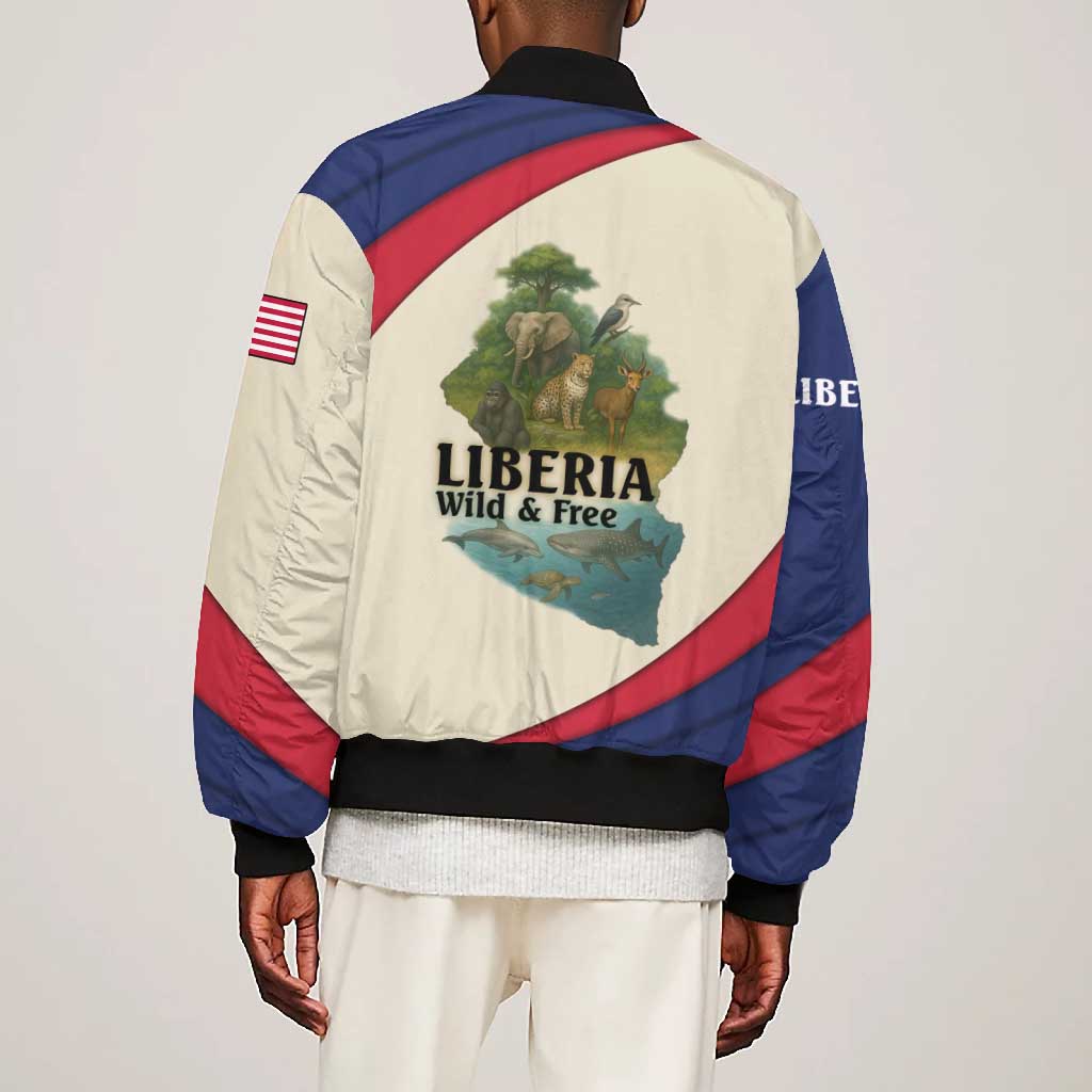Liberia Wildlife Bomber Jacket African Safari and Ocean Marine Life - African Pride