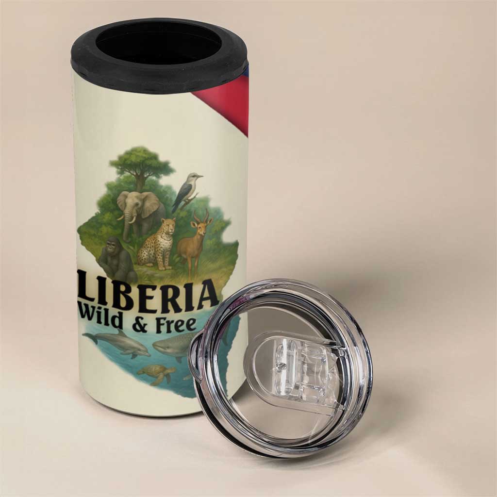 Liberia Wildlife 4 in 1 Can Cooler Tumbler African Safari and Ocean Marine Life - African Pride