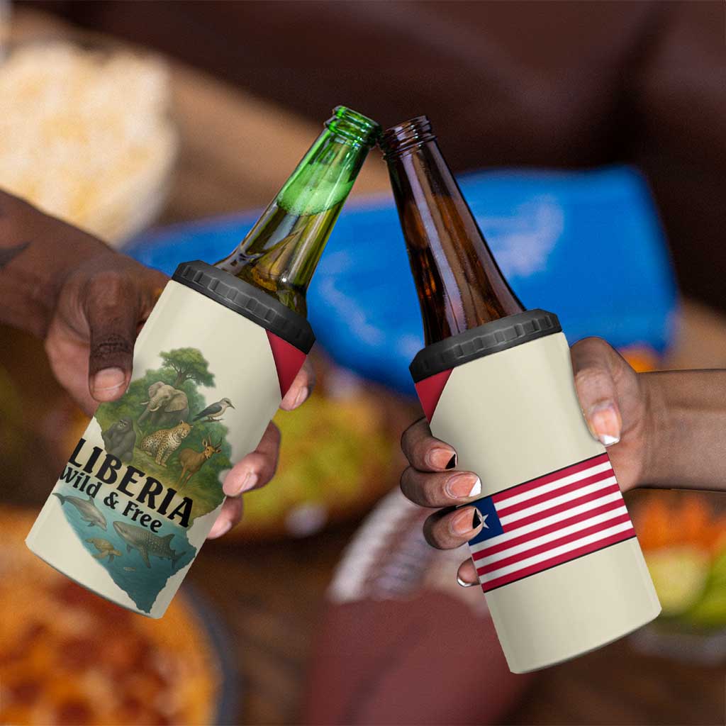 Liberia Wildlife 4 in 1 Can Cooler Tumbler African Safari and Ocean Marine Life - African Pride