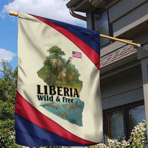 Liberia Wildlife Garden Flag African Safari and Ocean Marine Life - African Pride