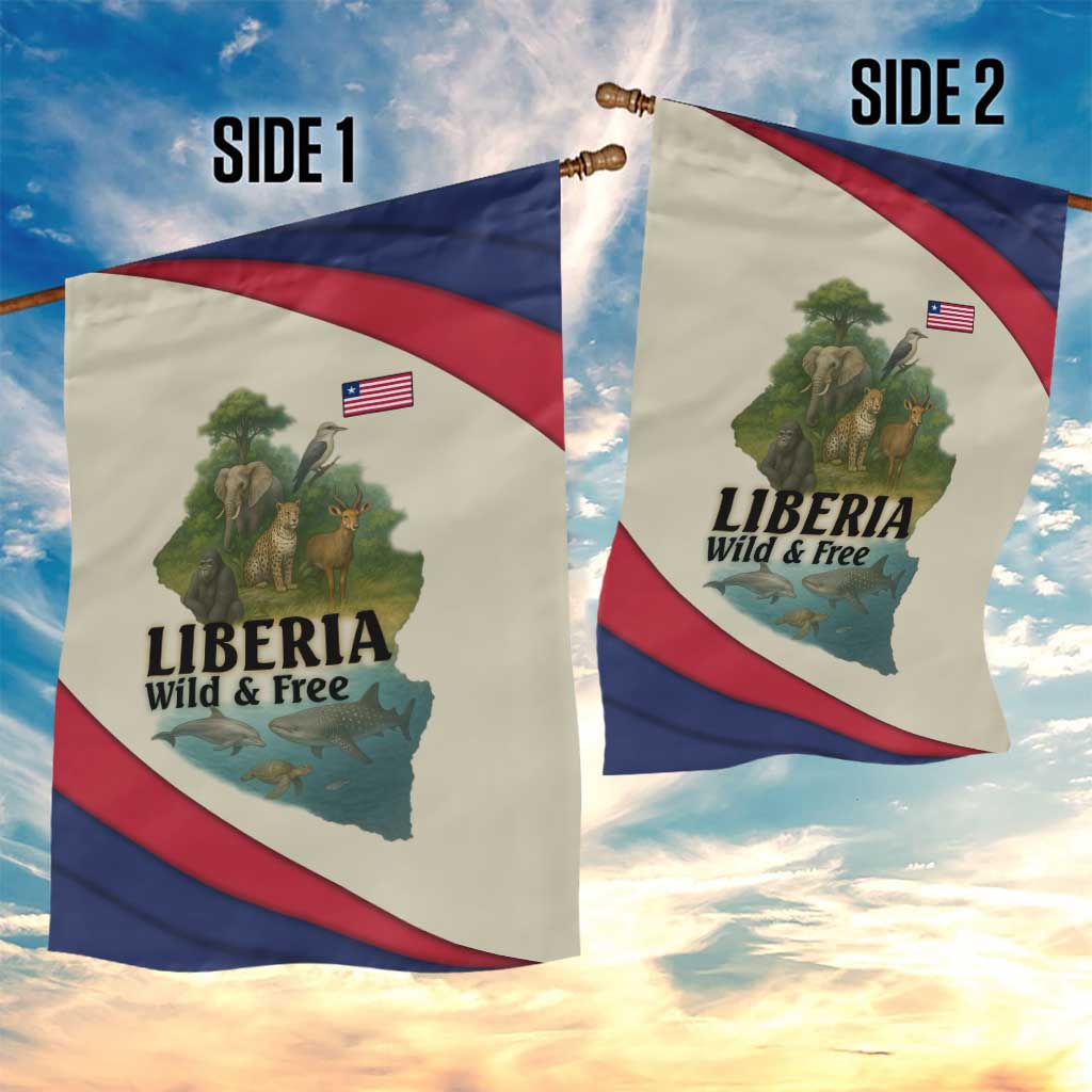 Liberia Wildlife Garden Flag African Safari and Ocean Marine Life - African Pride