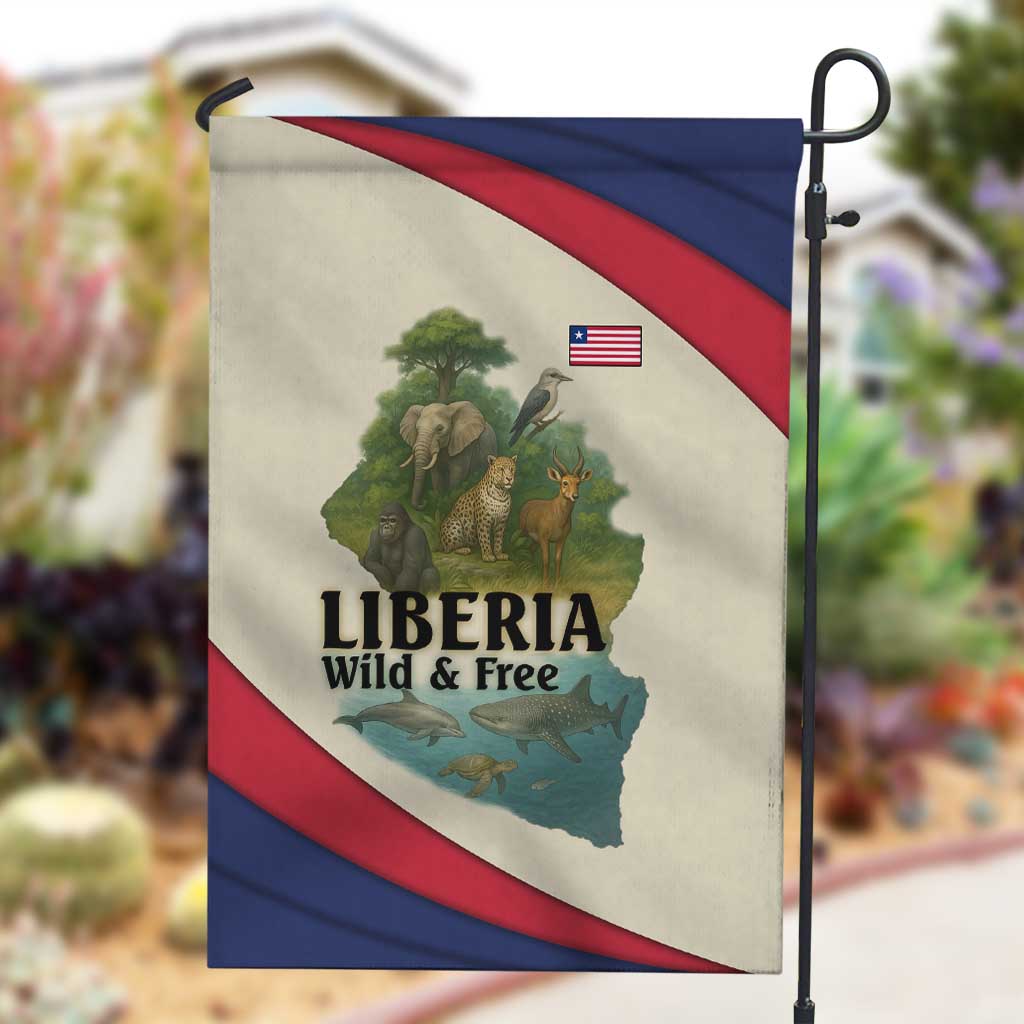 Liberia Wildlife Garden Flag African Safari and Ocean Marine Life - African Pride