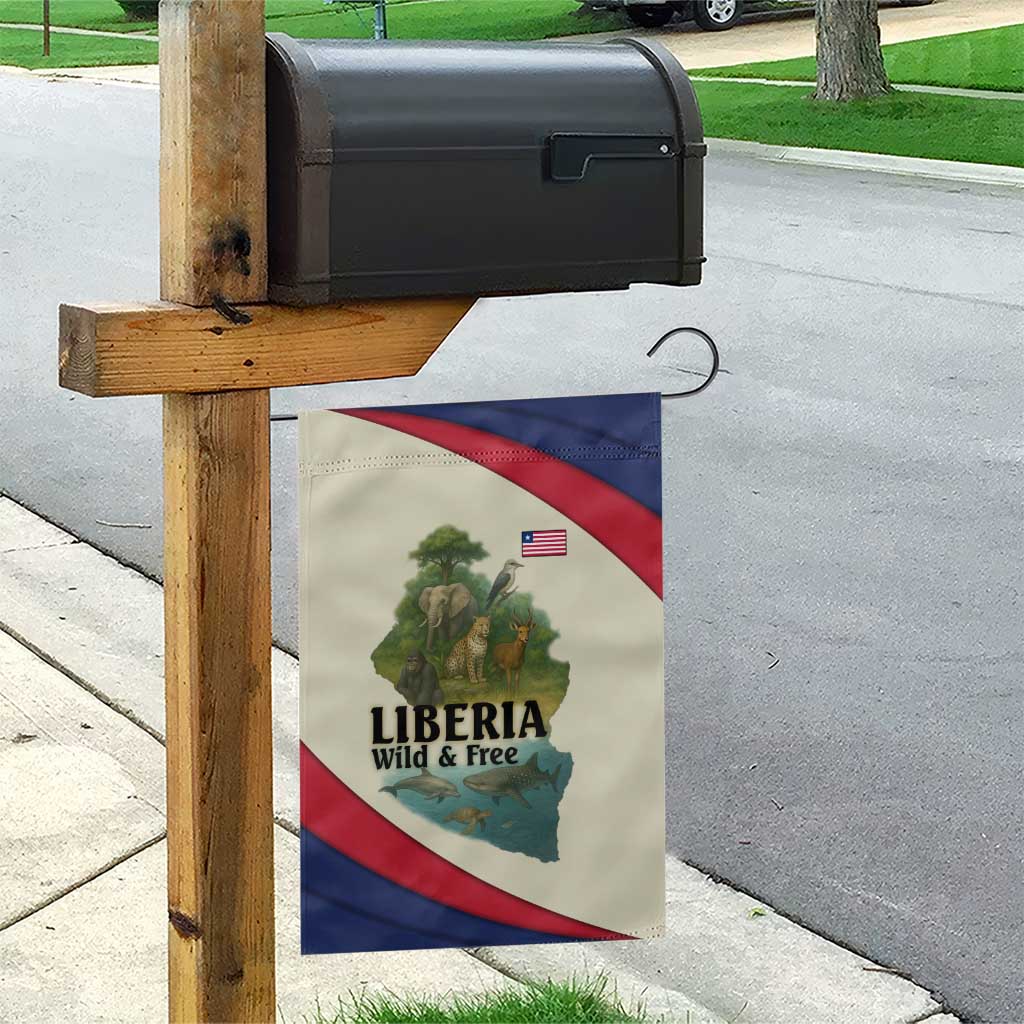 Liberia Wildlife Garden Flag African Safari and Ocean Marine Life - African Pride